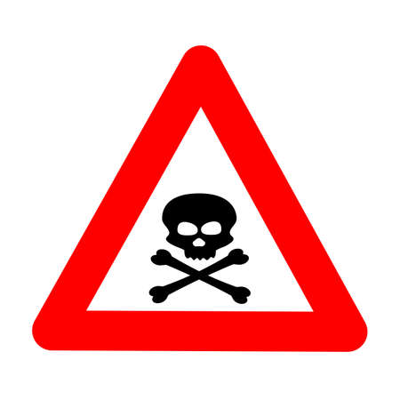 Red triangular sign with skull, a symbol of danger.のイラスト素材