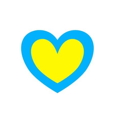 Blue and yellow heart icon on a white backgroundのイラスト素材