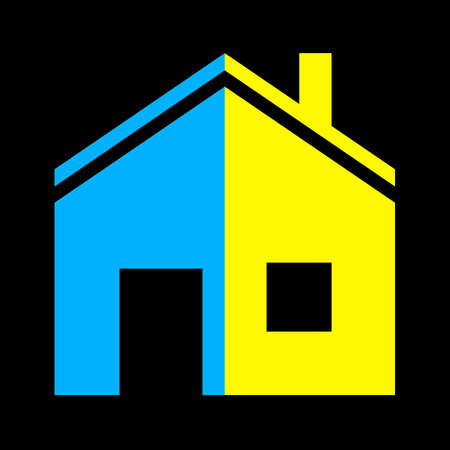 house icon in blue and yellow colors.のイラスト素材