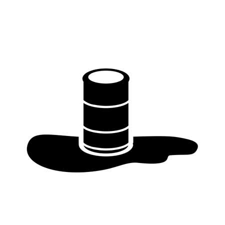 Oil or liquid waste flowing from barrel, fuel flows out. Environmental pollution issues vector illustration image flat style simpleのイラスト素材