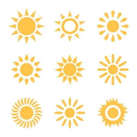 Set sun icons sign, solar isolated icon.のイラスト素材