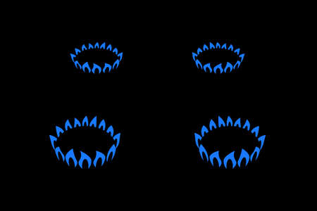 Gas Flames on a Stove Isolated on a Black Background.のイラスト素材