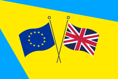 United Kingdom flag and Europian Union flag, vector illustrationのイラスト素材