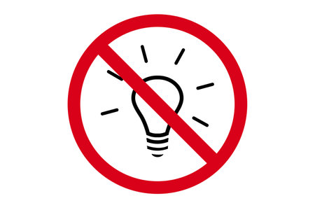 Disabled light bulb red sign. No idea and no inspiration simple symbol icon. Need to electric light energy saving.のイラスト素材