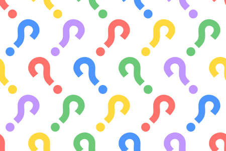 seamless pattern of rainbow colored question marks isolated on a white background.のイラスト素材
