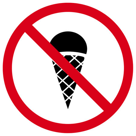 No ice cream symbol on a red prohibition signのイラスト素材