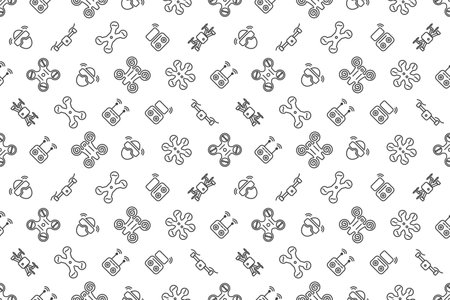 Simple Drones Icons and Signs Seamless Pattern for Backgroundのイラスト素材
