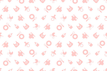 Accessories for Newborn child,  seamless pattern on a white backgroundのイラスト素材