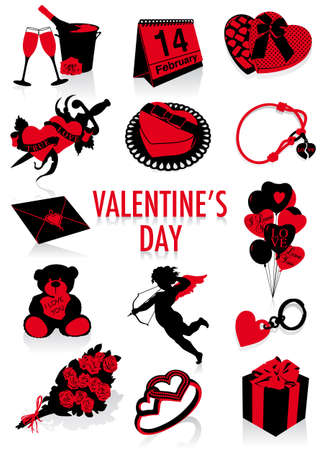 Two-tone silhouettes of Valentineのイラスト素材