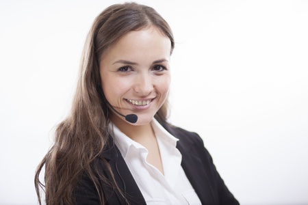 Happy sales representative loving her job