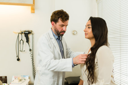 Attractive woman at the alternative health clinic going to the doctor's office for a medical check-upの写真素材