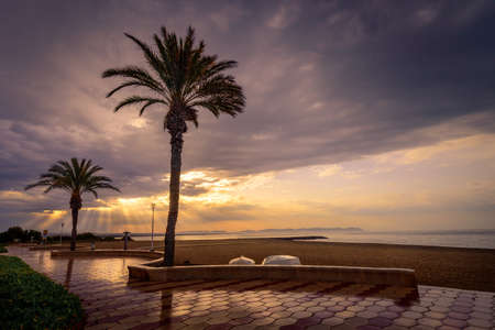 Promenade after heavy rainの写真素材