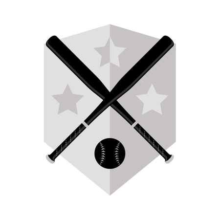 baseball bat and ball icon over white background, flat style, vector illustrationのイラスト素材