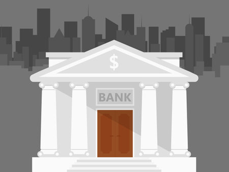 Bank building with dollar sign. Vector illustration in flat cartoon style.のイラスト素材