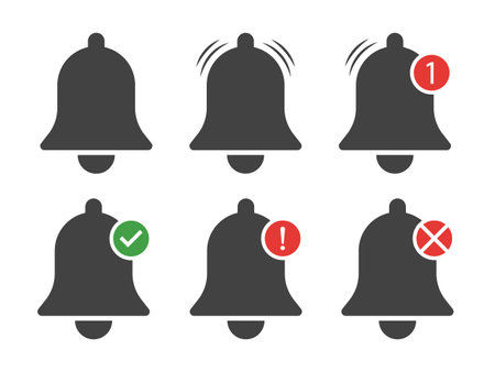 Notification bell icon set. Notification bell icon. Notification bell vector iconのイラスト素材