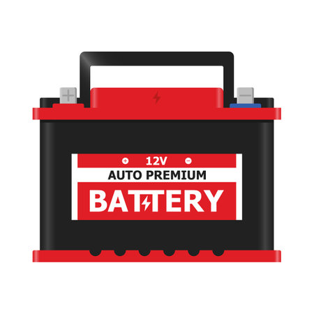 automobile battery on white background. flat style. vector illustrationのイラスト素材