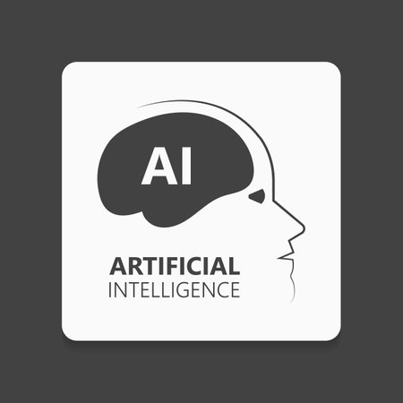 AI, Artificial Intelligence icon on dark background. Vector stock illustration.のイラスト素材