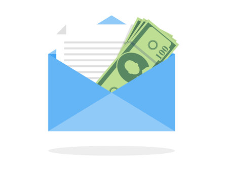 Illustrazione per Envelope with money icon. Vector illustration in flat style. - Immagini Royalty Free