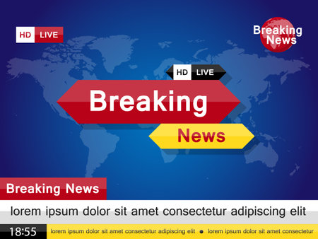 Breaking News Concept. Breaking News. World Map. Vector Illustrationのイラスト素材