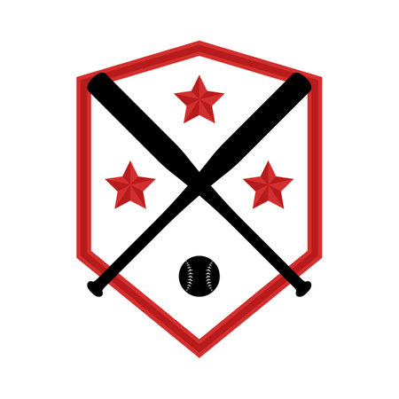 baseball bats and ball icon over white background, flat style, vector illustrationのイラスト素材