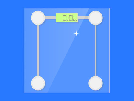 vector illustration of a blue background with two white buttons and a scaleのイラスト素材