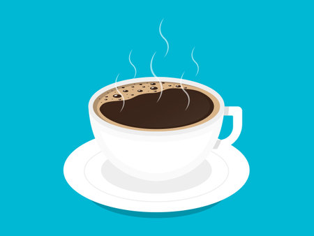 Coffee cup on blue background. Vector illustration in flat style.のイラスト素材