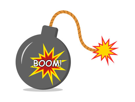 Bomb with boom sign. Vector stock illustration isolated on white background.のイラスト素材