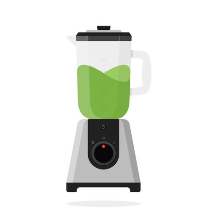 Blender isolated on white background. Blender with green liquid. Flat vector illustration.のイラスト素材