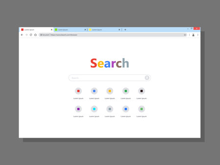 Modern web browser window template in flat style. Vector EPS 10.