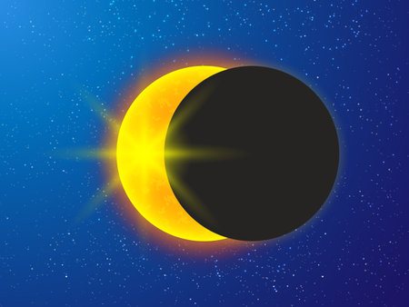 Realistic moon and starry night sky. Vector illustration. EPS10のイラスト素材