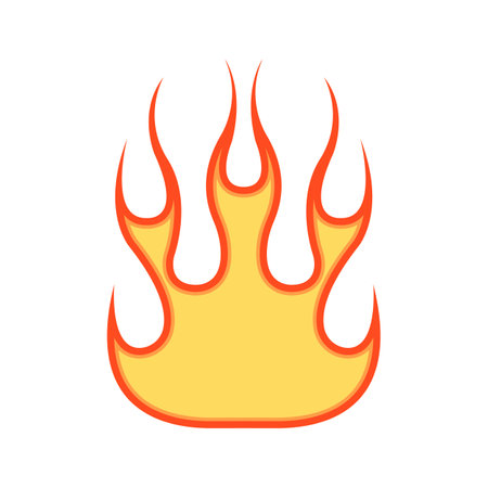 fire flame icon over white background, flat detail style, vector illustrationのイラスト素材