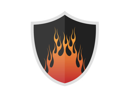 Fire Shield logo template vector icon illustration design. Suitable for many purposes.のイラスト素材
