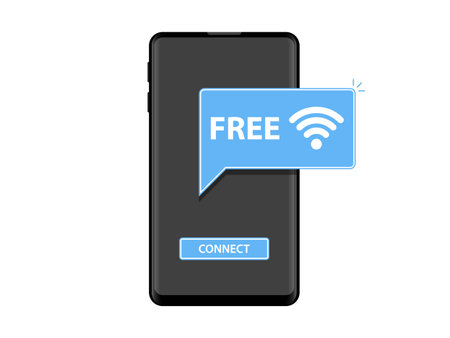 Smartphone with free sign on the screen. Vector stock illustration.のイラスト素材