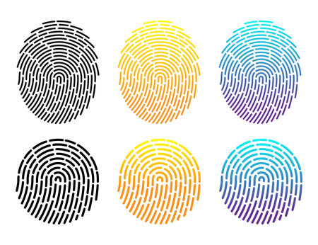 Fingerprint icon set, vector illustration. Flat design style.のイラスト素材