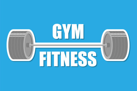 Gym fitness banner. Dumbbell and barbell. Vector illustrationのイラスト素材
