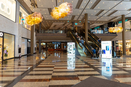 Inside Modern architecture of Iulius Shopping Mall in Timisoara