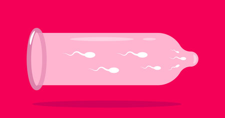 Spermatozoons in a condom . Vector illustration.のイラスト素材