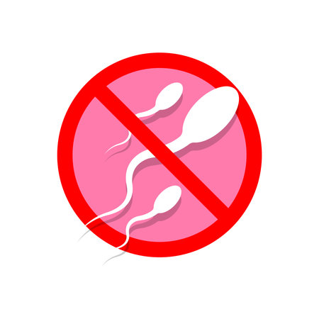 Stop spermatozoon icon. No spermatozoon sign. Vector illustrationのイラスト素材