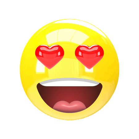 Smiley with heart eyes. Emoticon. 3d illustrationのイラスト素材