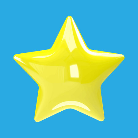 Yellow star icon isolated on blue background. Vector illustration. Eps 10.のイラスト素材
