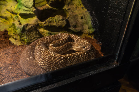 Close up of rattlesnake in aquarium
