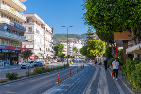 Alanya Turkey Street Palm treesのeditorial素材