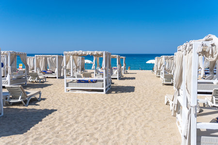 Cleopatra beach with nice sand and blue sea. Alanya, Antalya, Turkeyのeditorial素材