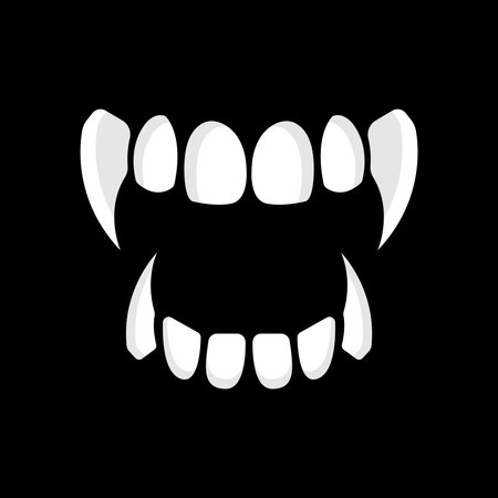 Vampire teeth isolated on black backgroundのイラスト素材