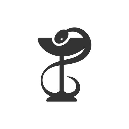 Pharmacy icon with caduceus symbol, bowl with a snake vectorのイラスト素材