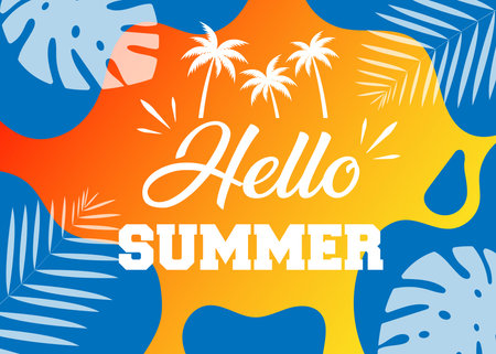Colorful Summer background layout banners design. Horizontal poster, greeting card, header for websiteのイラスト素材