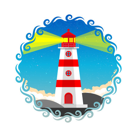 Lighthouse tower with a ray of light illustration vectorのイラスト素材