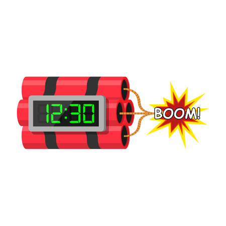 Bomb with a timer. Vector illustration in cartoon style on a white backgroundのイラスト素材