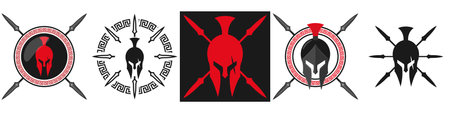 Set of Spartan emblems, badges, labels and design elements.のイラスト素材