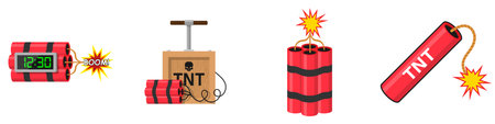 Bomb icon set. Flat set of bomb vector icons for web designのイラスト素材